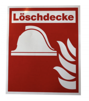 Schild Aufkleber Löschdecke 15x18cm ASR A1.3 ISO7010 mit Text "Löschdecke"